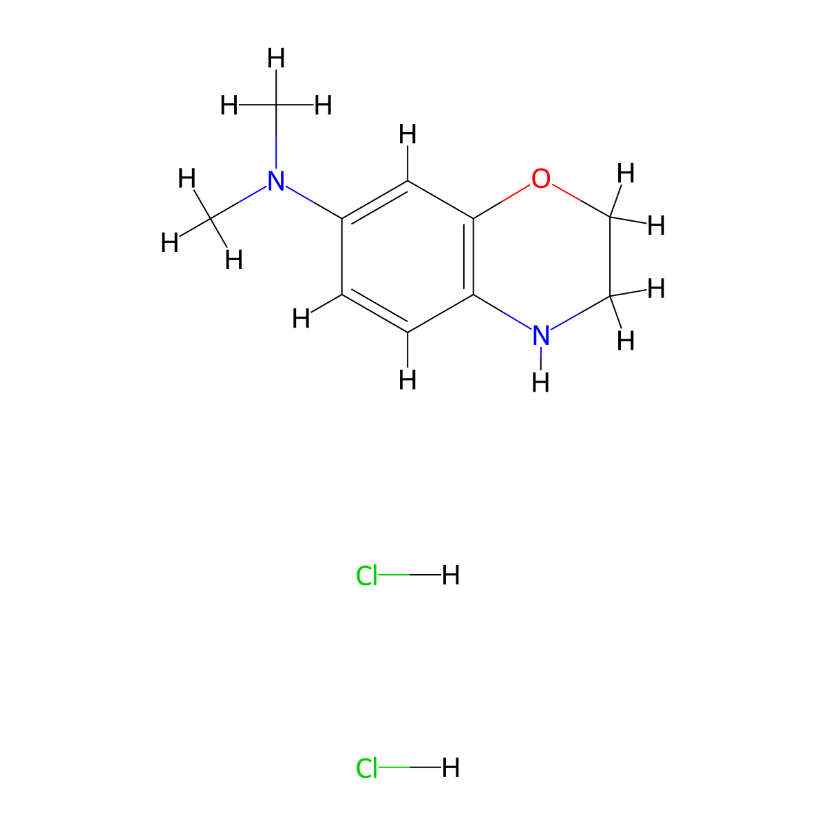 N,N-dimethyl-3,4-dihydro-2H-1,4-benzoxazin-7-amine dihydrochloride molecular structure, CAS 2995284-47-2