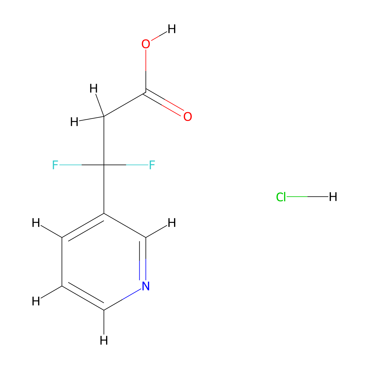 3,3-Difluoro-3-(pyridin-3-yl)propanoic acid hydrochloride molecular structure, CAS 2995284-48-3