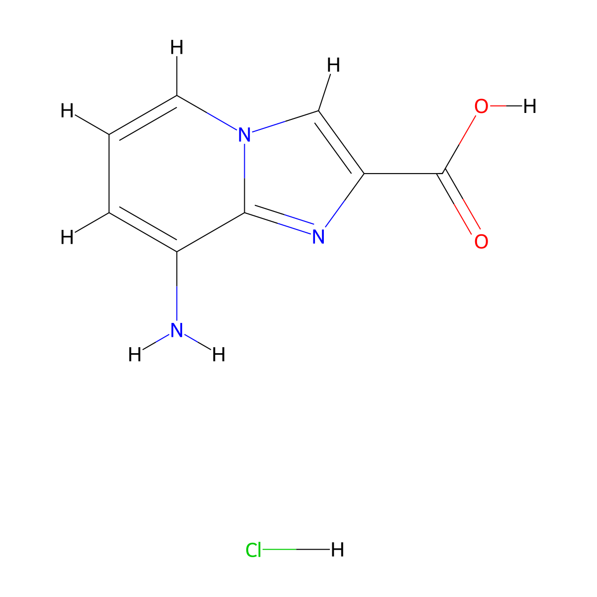 8-Aminoimidazo[1,2-a]pyridine-2-carboxylic acid hydrochloride molecular structure, CAS 2995284-51-8