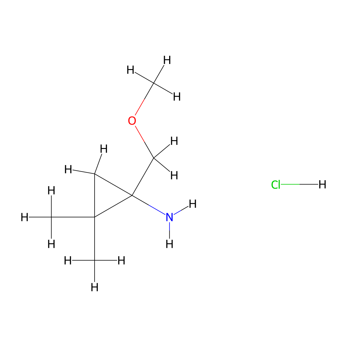 1-(Methoxymethyl)-2,2-dimethylcyclopropan-1-amine hydrochloride molecular structure, CAS 2995284-71-2