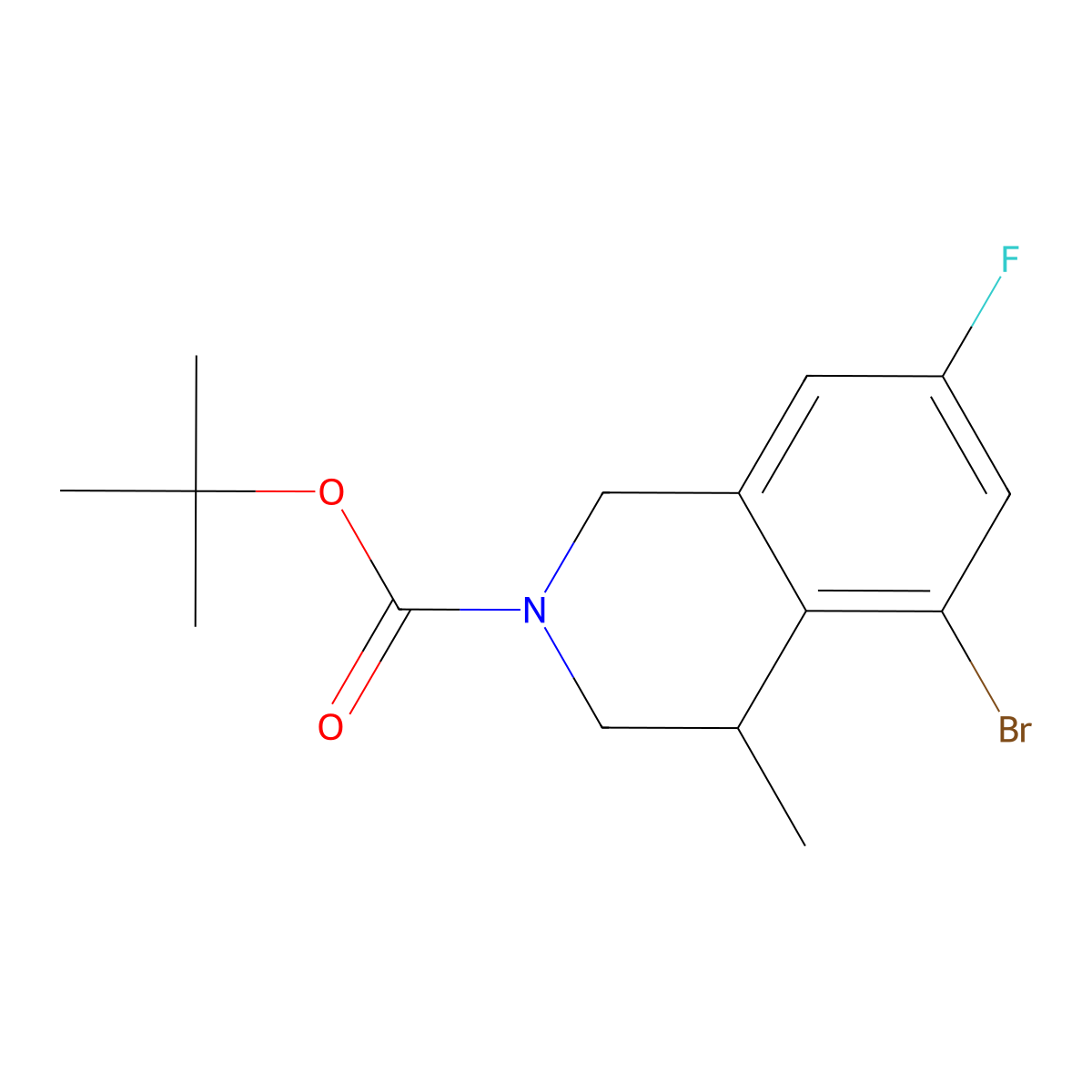 Tert-butyl 5-bromo-7-fluoro-4-methyl-1,2,3,4-tetrahydroisoquinoline-2-carboxylate molecular structure, CAS 2995285-18-0