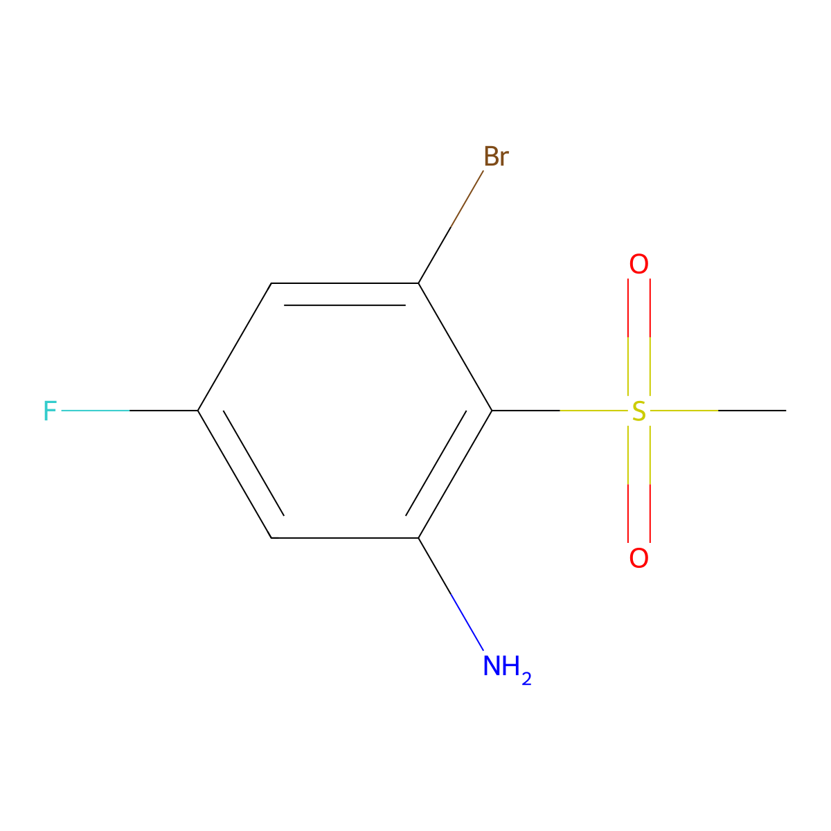 3-Bromo-5-fluoro-2-methanesulfonylaniline molecular structure, CAS 2995285-20-4