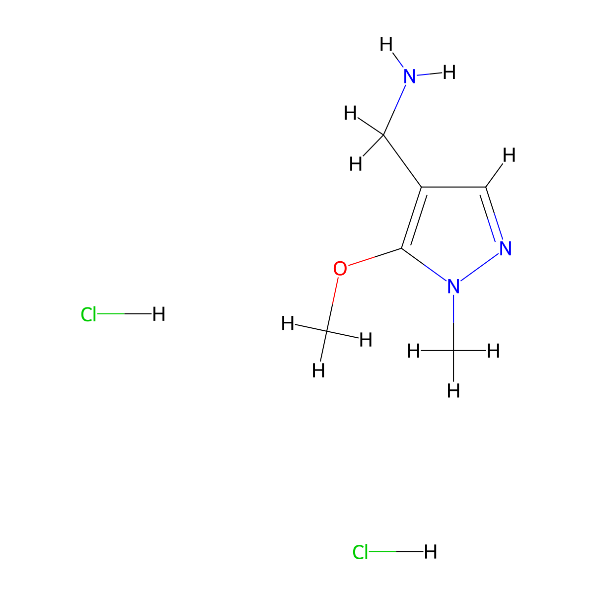 1-(5-methoxy-1-methyl-1H-pyrazol-4-yl)methanamine dihydrochloride molecular structure, CAS 2995285-26-0