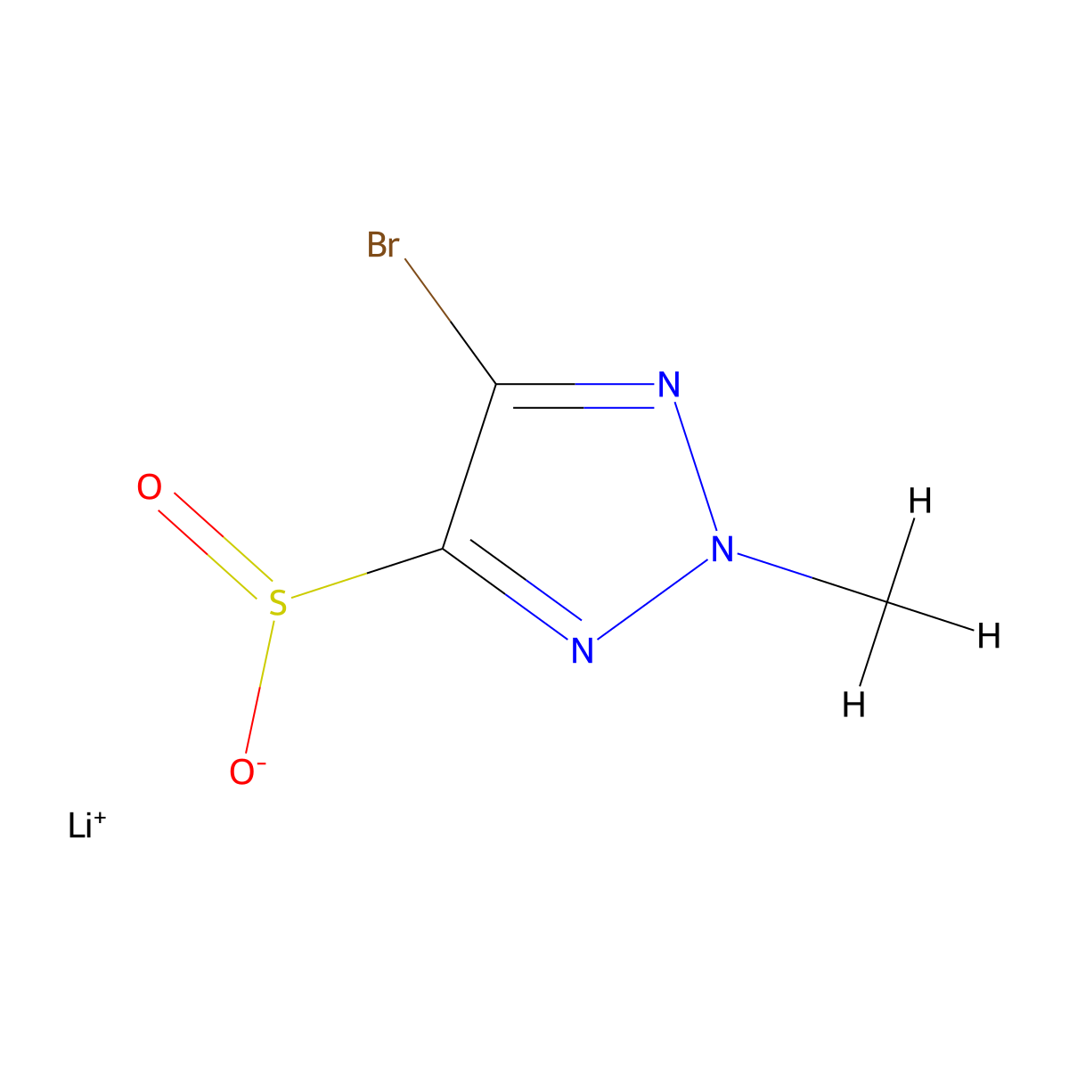 lithium(1+) 5-bromo-2-methyl-2H-1,2,3-triazole-4-sulfinate molecular structure, CAS 2995285-27-1