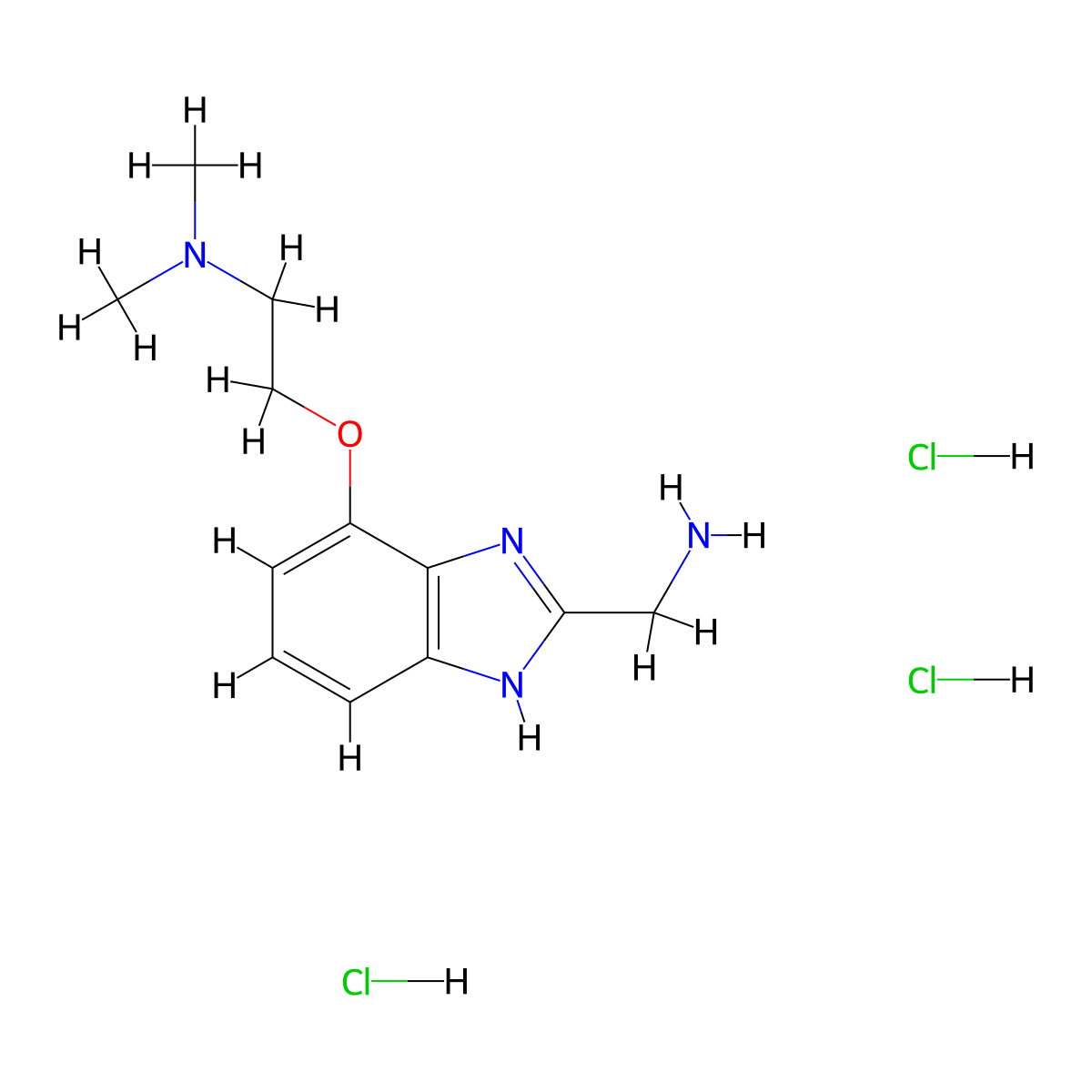 2-[[2-(aminomethyl)-1H-benzimidazol-4-yl]oxy]-N,N-dimethylethanamine;trihydrochloride molecular structure, CAS 2995285-28-2