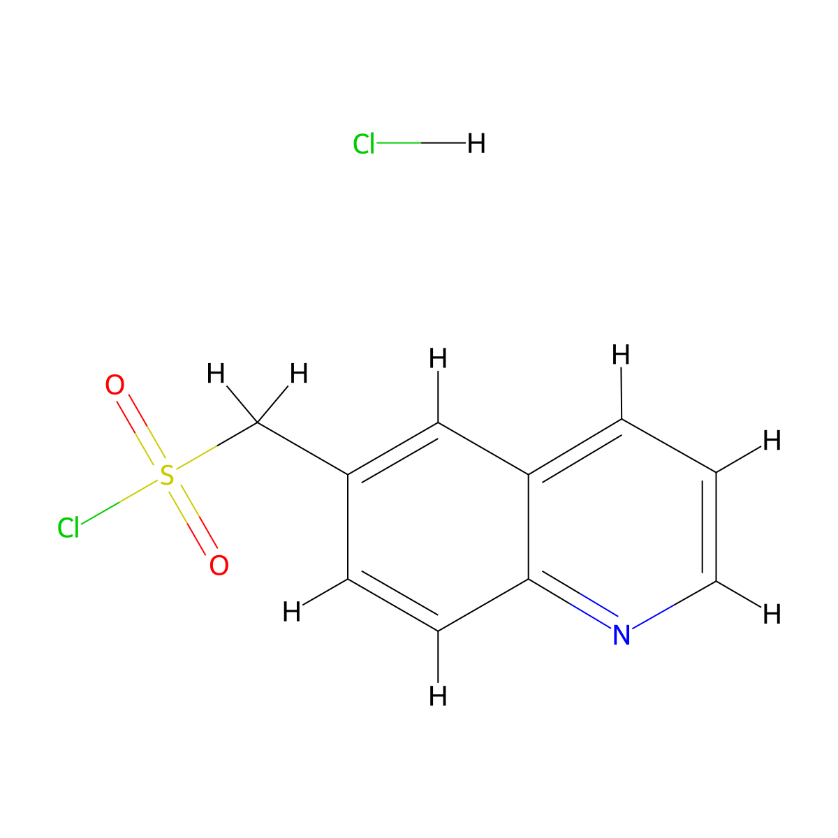 Quinolin-6-ylmethanesulfonyl chloride hydrochloride molecular structure, CAS 2995285-32-8