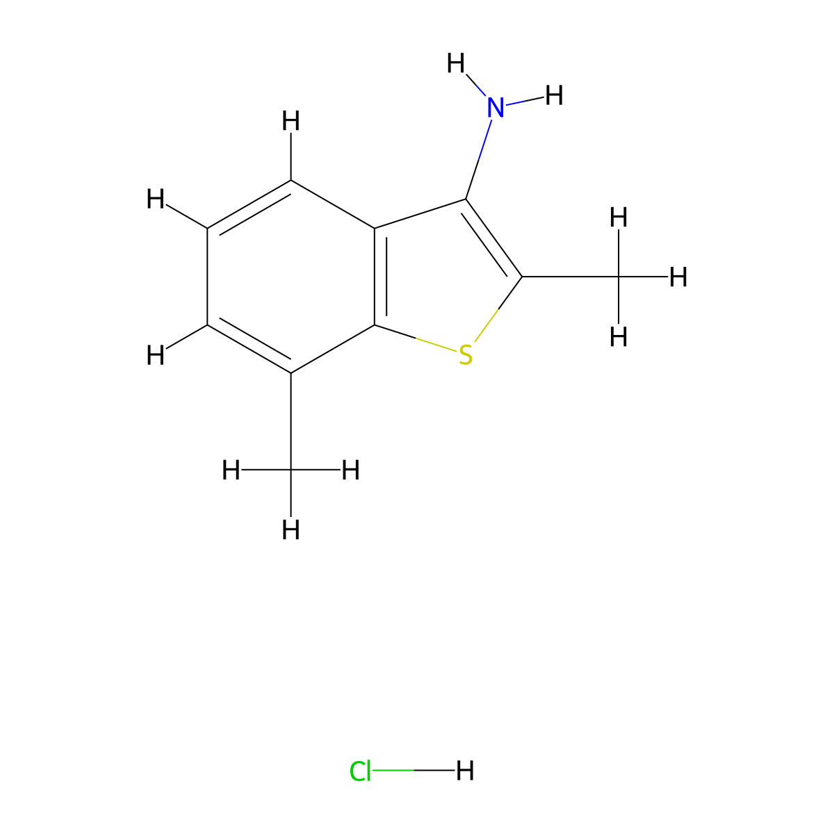 2,7-Dimethylbenzo[B]thiophen-3-amine hydrochloride molecular structure, CAS 2995285-50-0