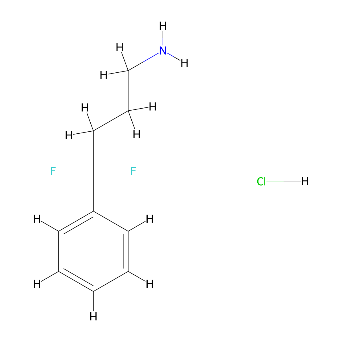 4,4-Difluoro-4-phenylbutan-1-amine hydrochloride molecular structure, CAS 2995285-53-3