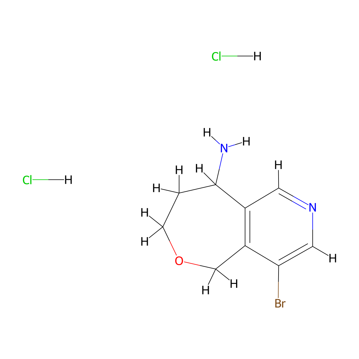 4-bromo-5H,7H,8H,9H-oxepino[4,3-c]pyridin-9-amine dihydrochloride molecular structure, CAS 2995285-62-4
