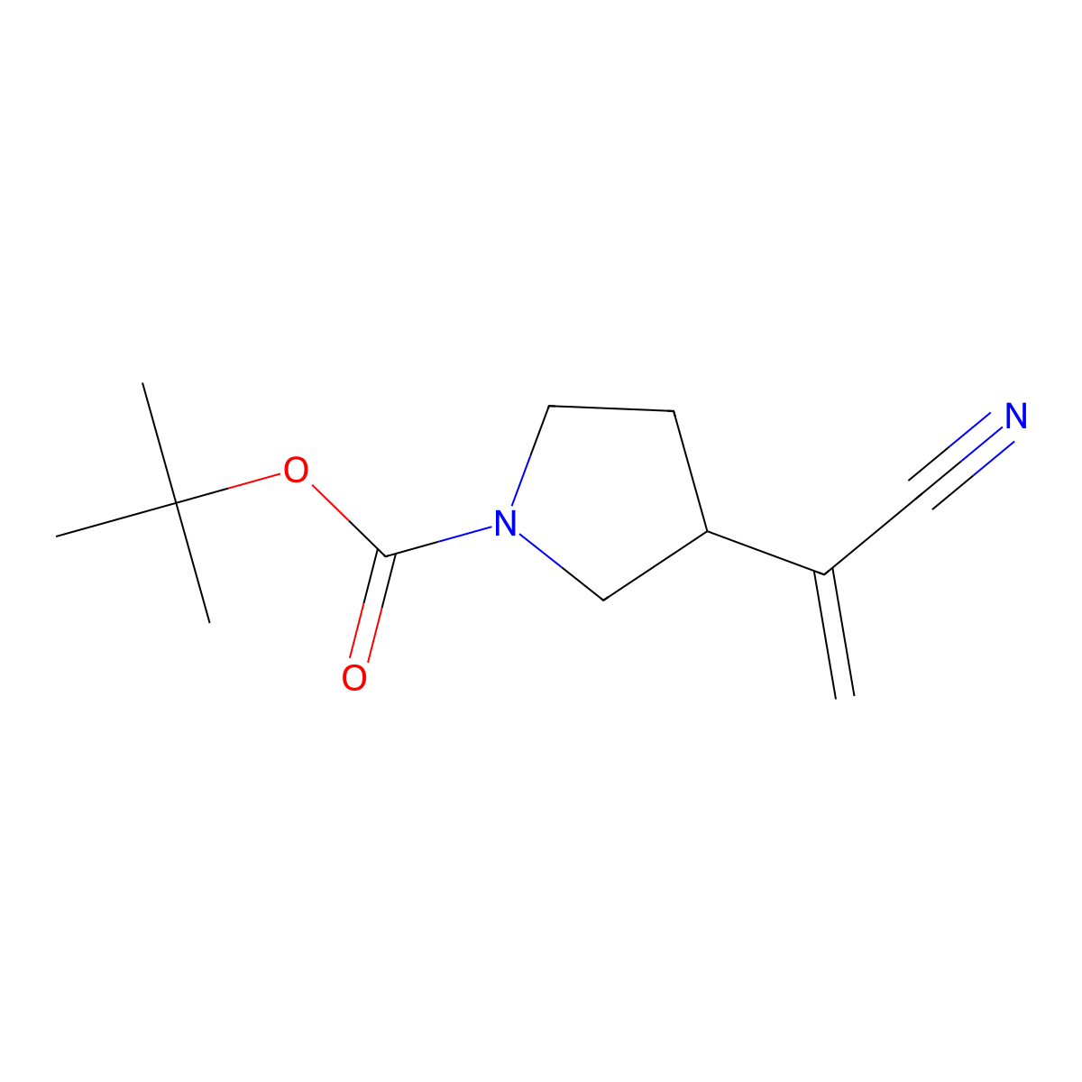 Tert-butyl 3-(1-cyanoeth-1-en-1-yl)pyrrolidine-1-carboxylate molecular structure, CAS 2995285-63-5