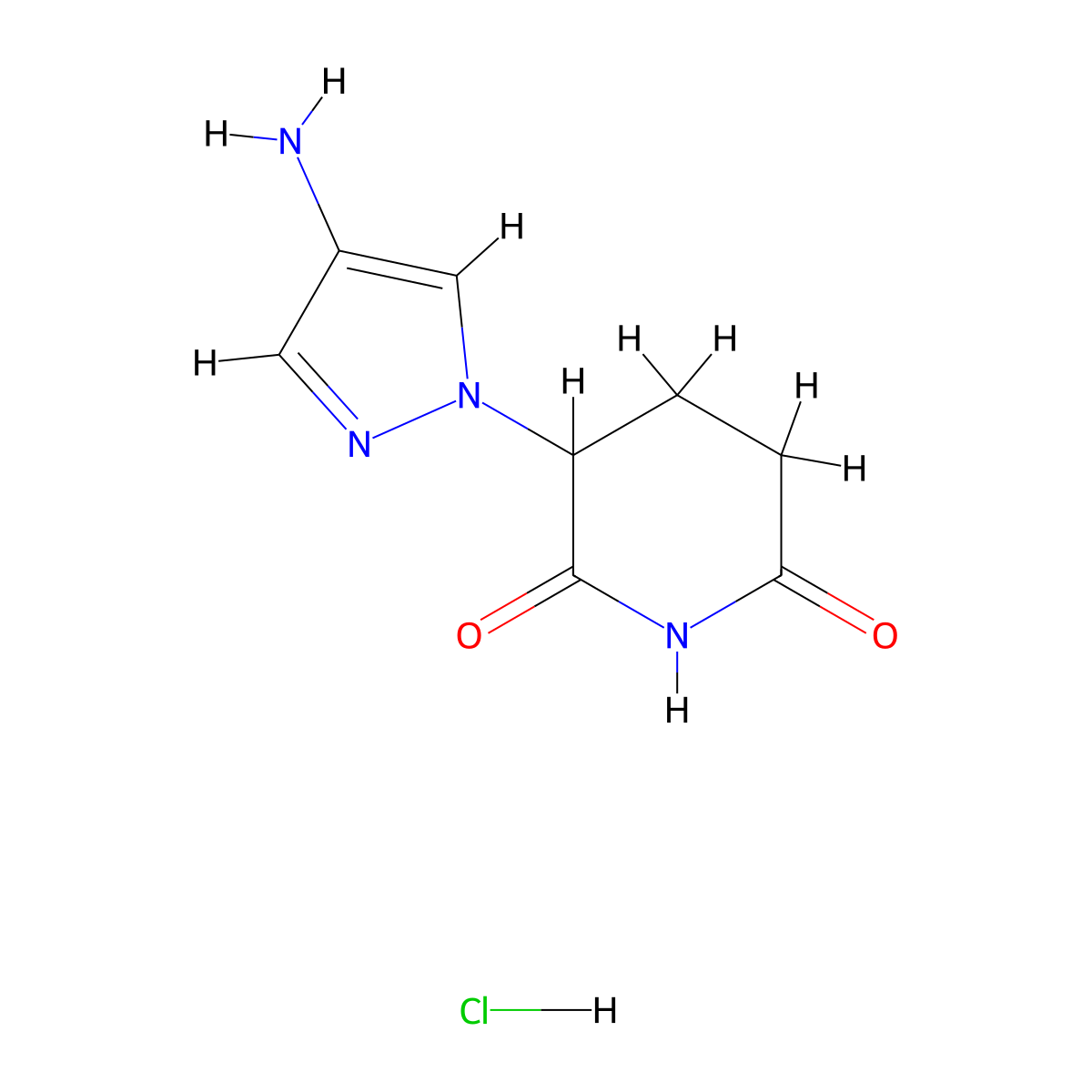 3-(4-amino-1H-pyrazol-1-yl)piperidine-2,6-dione hydrochloride molecular structure, CAS 2995285-75-9