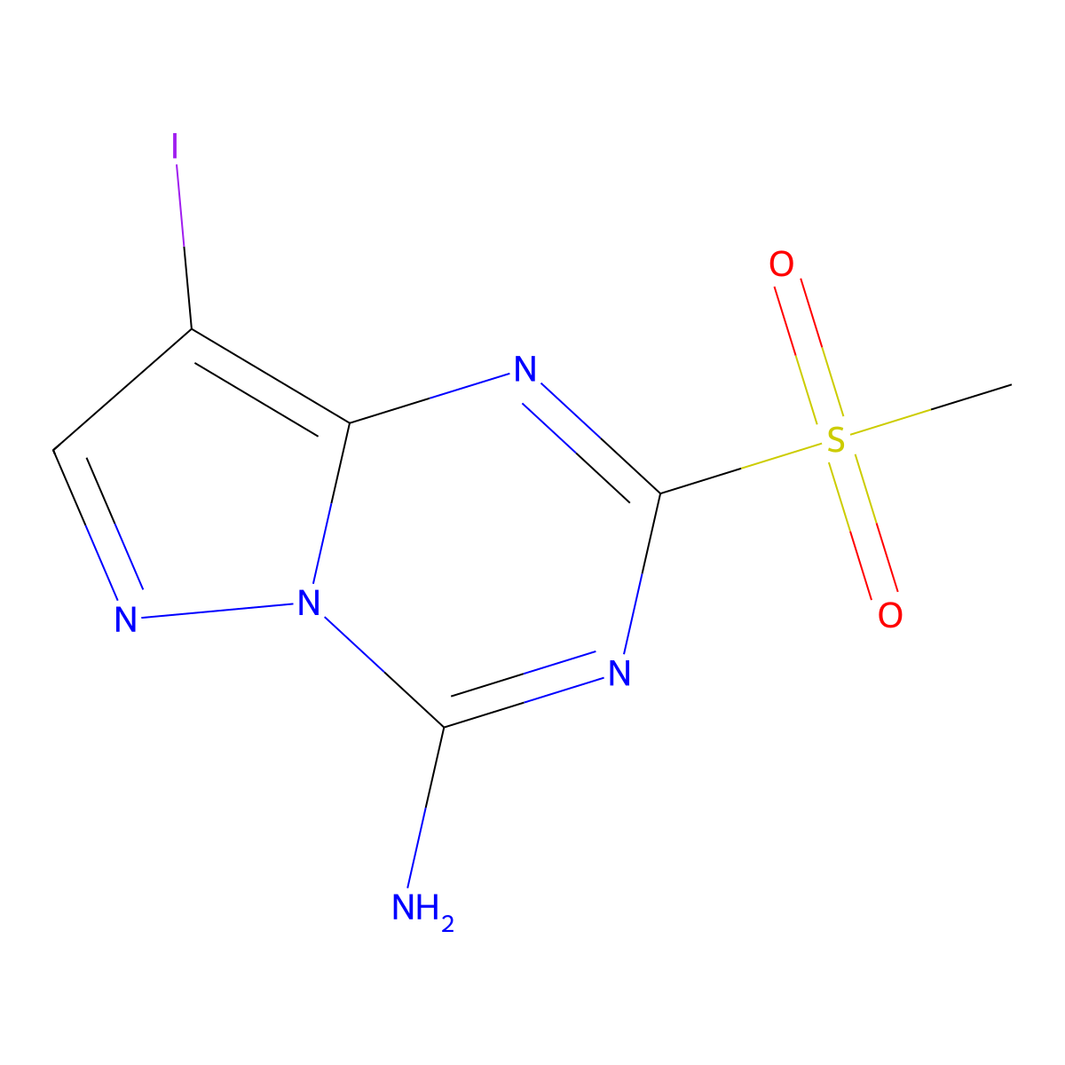 8-Iodo-2-methanesulfonylpyrazolo[1,5-a][1,3,5]triazin-4-amine molecular structure, CAS 2995285-91-9