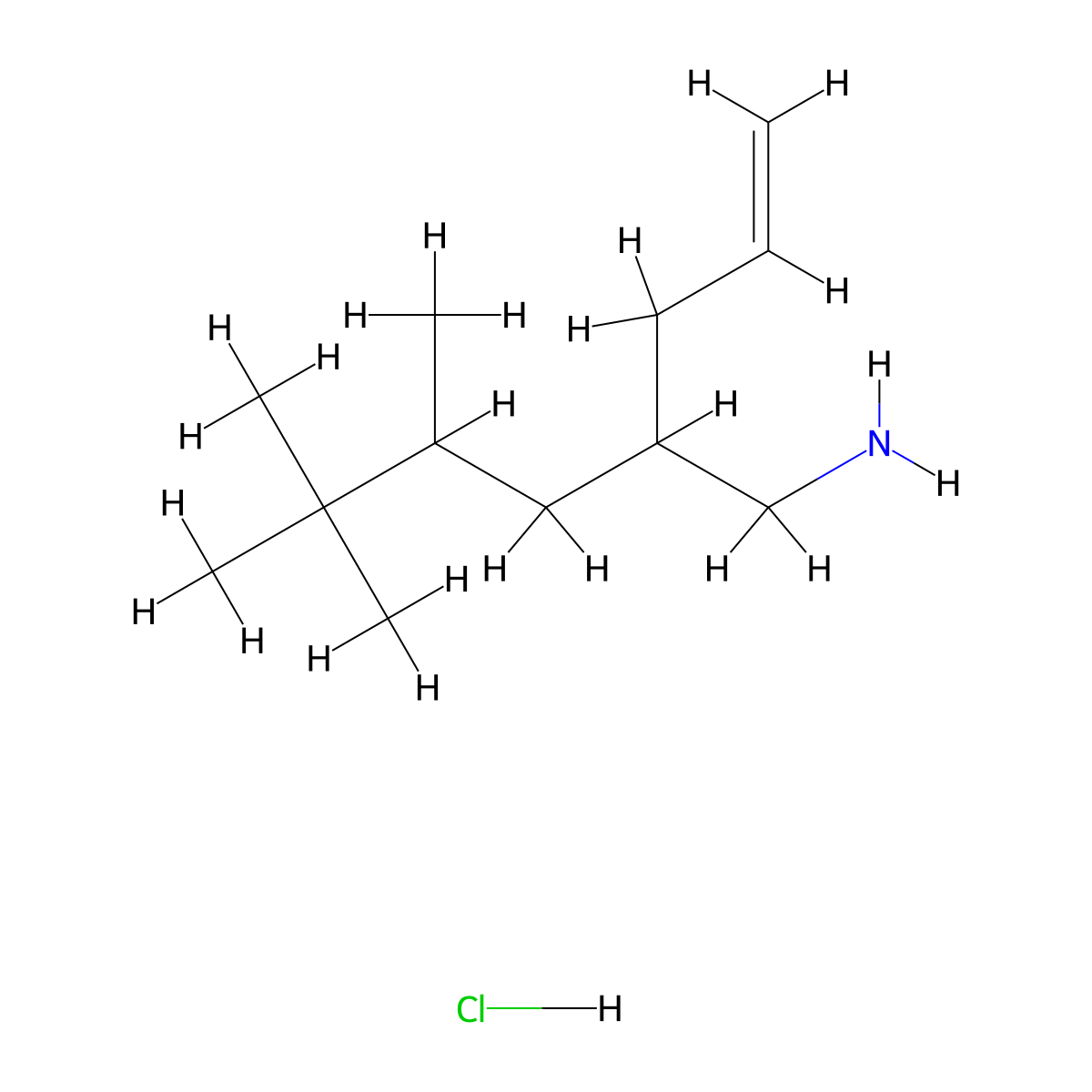 4-(Aminomethyl)-6,7,7-trimethyloct-1-ene hydrochloride molecular structure, CAS 2995285-94-2