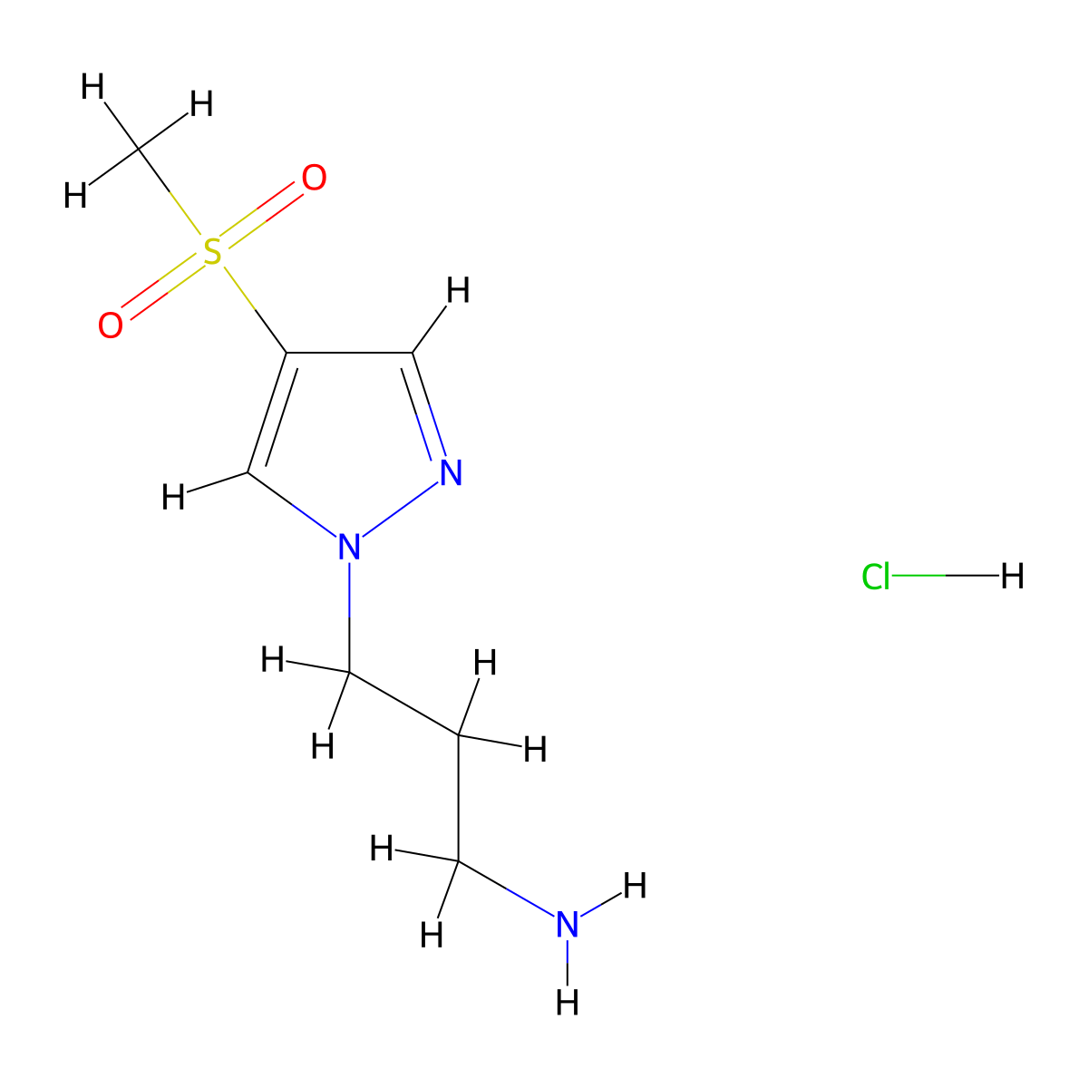3-(4-methanesulfonyl-1H-pyrazol-1-yl)propan-1-amine hydrochloride molecular structure, CAS 2995286-13-8