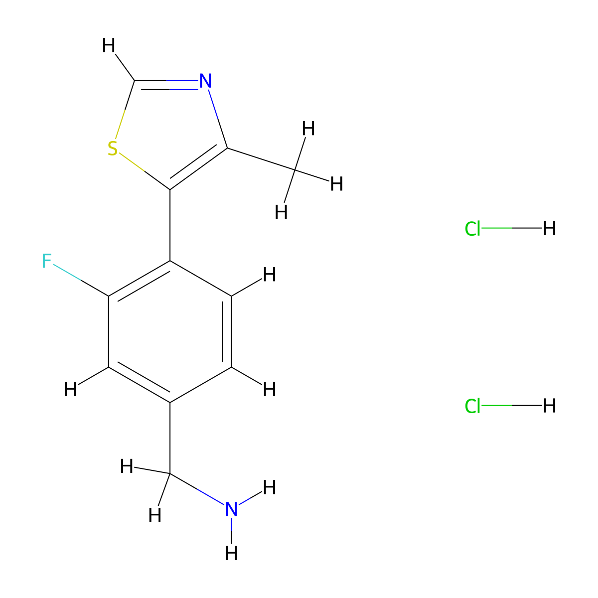 1-[3-Fluoro-4-(4-methyl-1,3-thiazol-5-yl)phenyl]methanamine dihydrochloride molecular structure, CAS 2995286-18-3