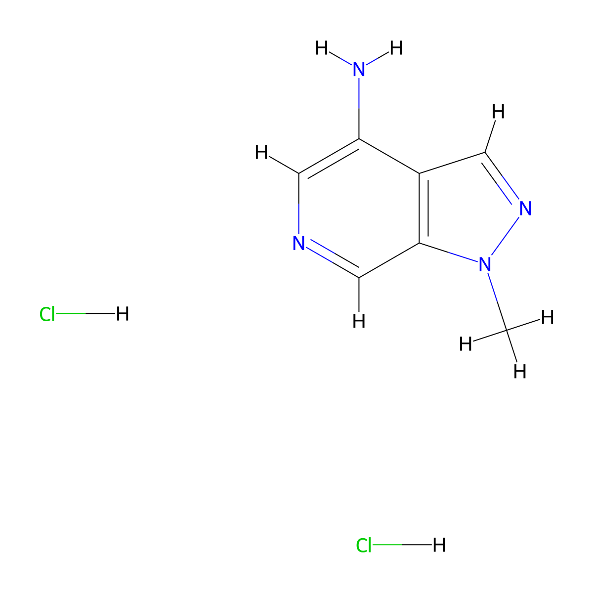 1-methyl-1H-pyrazolo[3,4-c]pyridin-4-amine dihydrochloride molecular structure, CAS 2995286-22-9