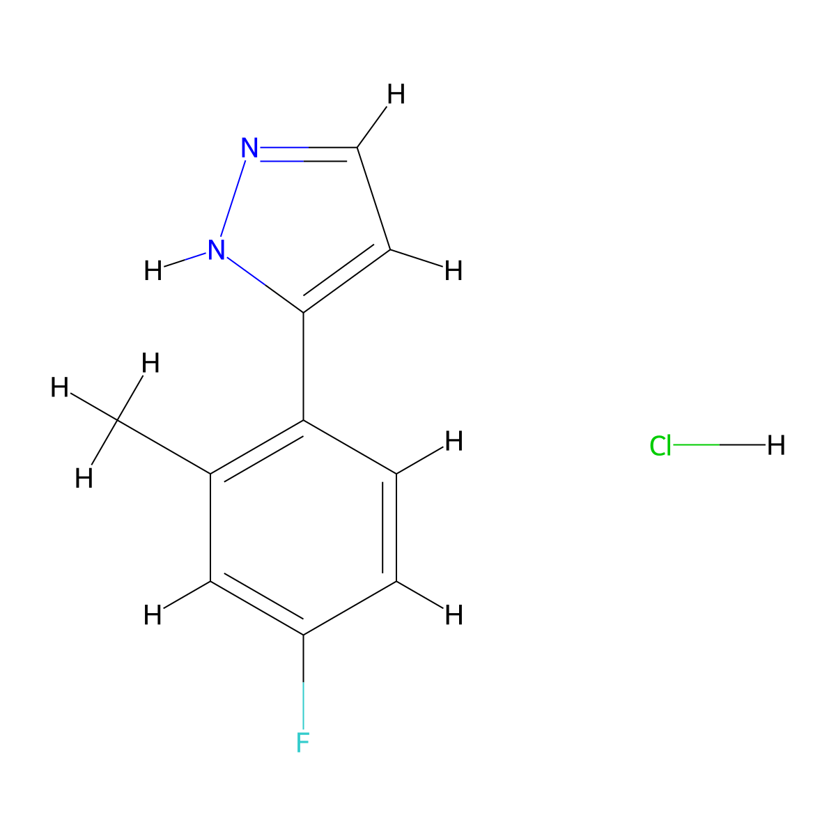 3-(4-fluoro-2-methylphenyl)-1H-pyrazole hydrochloride molecular structure, CAS 2995286-27-4