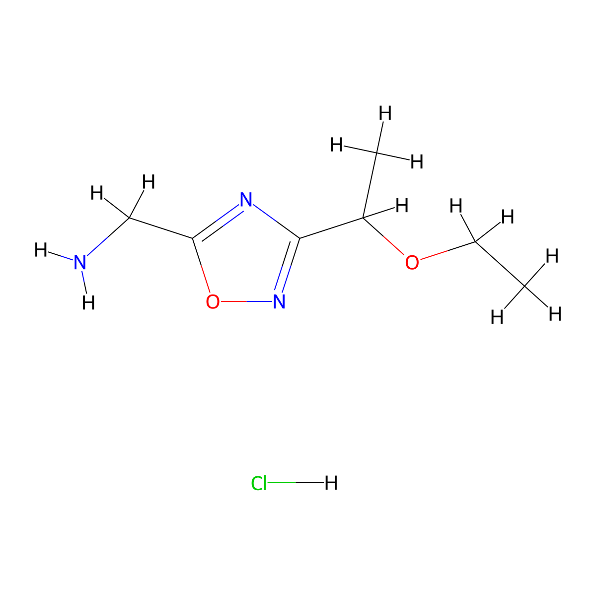 1-[3-(1-Ethoxyethyl)-1,2,4-oxadiazol-5-yl]methanamine hydrochloride molecular structure, CAS 2995286-52-5