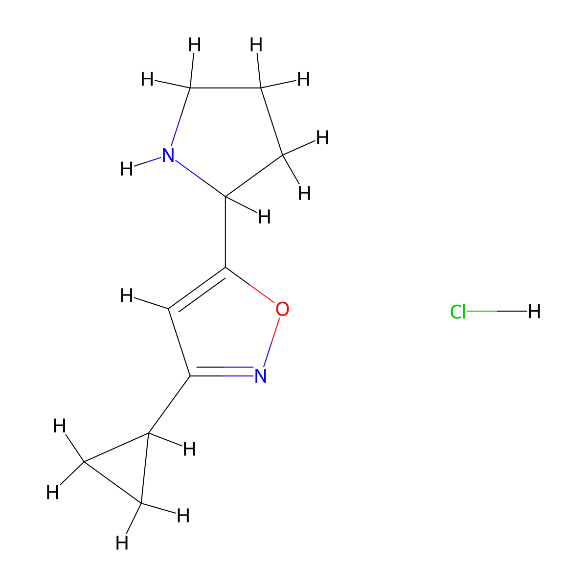 3-Cyclopropyl-5-(pyrrolidin-2-yl)-1,2-oxazole hydrochloride molecular structure, CAS 2995286-68-3