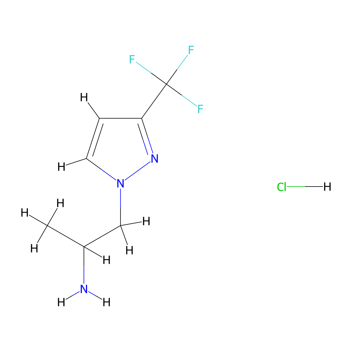 1-[3-(trifluoromethyl)-1H-pyrazol-1-yl]propan-2-amine hydrochloride molecular structure, CAS 2995286-72-9