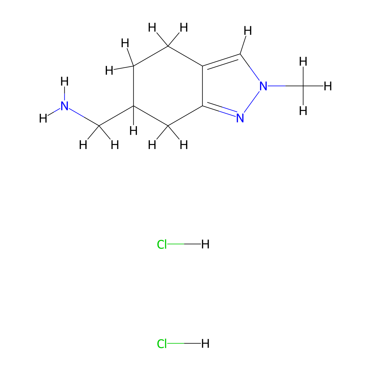 1-(2-methyl-4,5,6,7-tetrahydro-2H-indazol-6-yl)methanamine dihydrochloride molecular structure, CAS 2995286-75-2