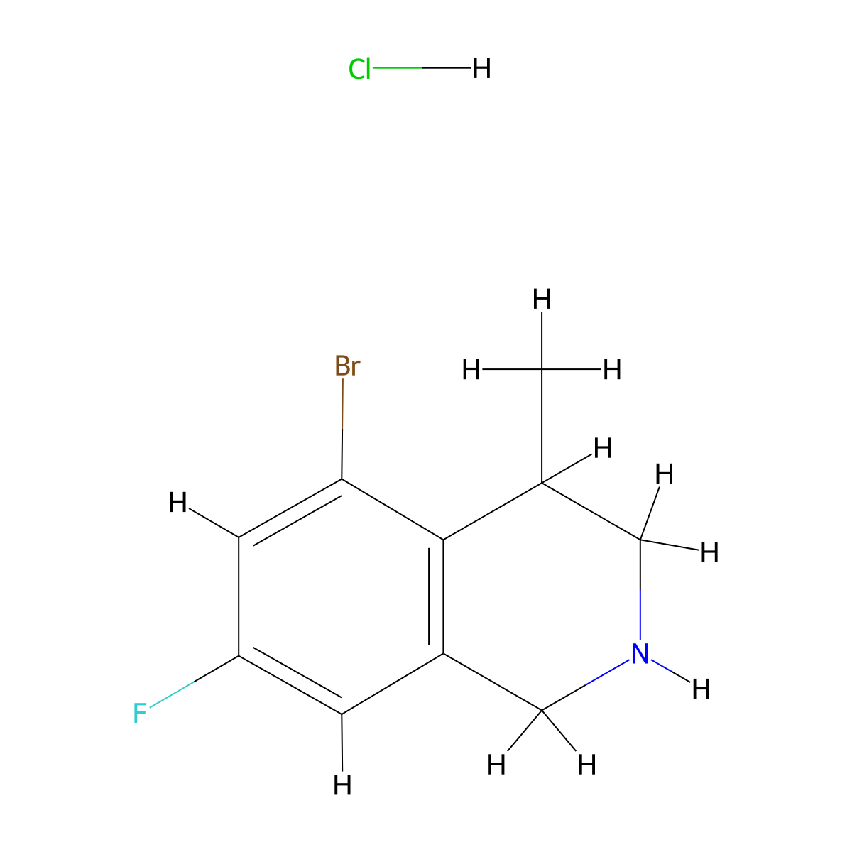 5-Bromo-7-fluoro-4-methyl-1,2,3,4-tetrahydroisoquinoline hydrochloride molecular structure, CAS 2995286-79-6