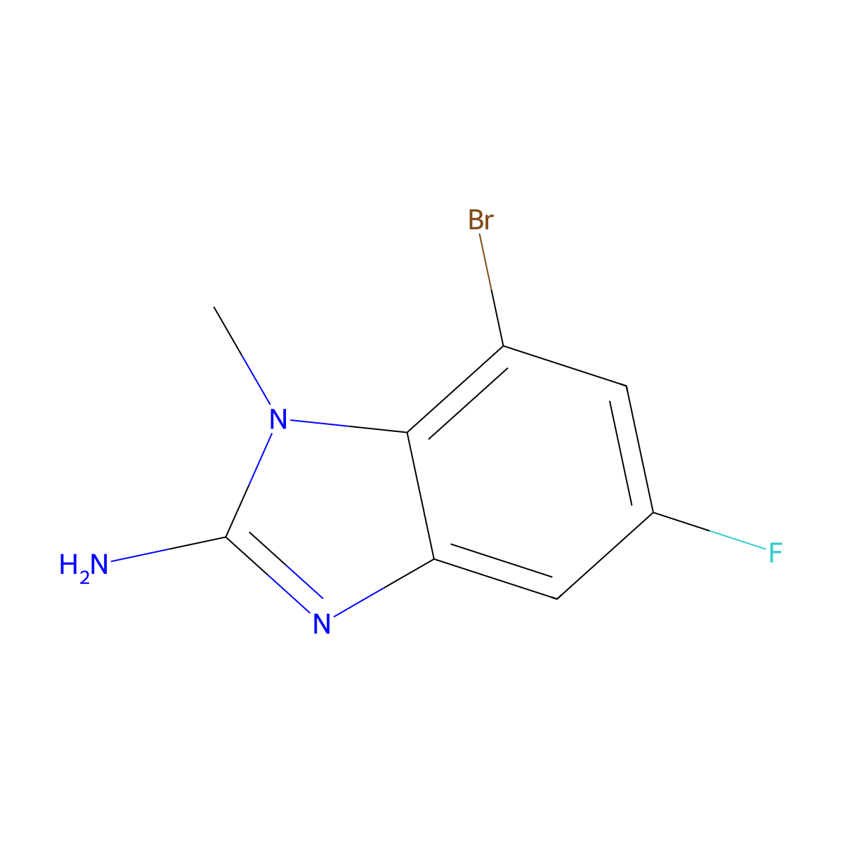 7-bromo-5-fluoro-1-methyl-1H-1,3-benzodiazol-2-amine molecular structure, CAS 2995286-82-1