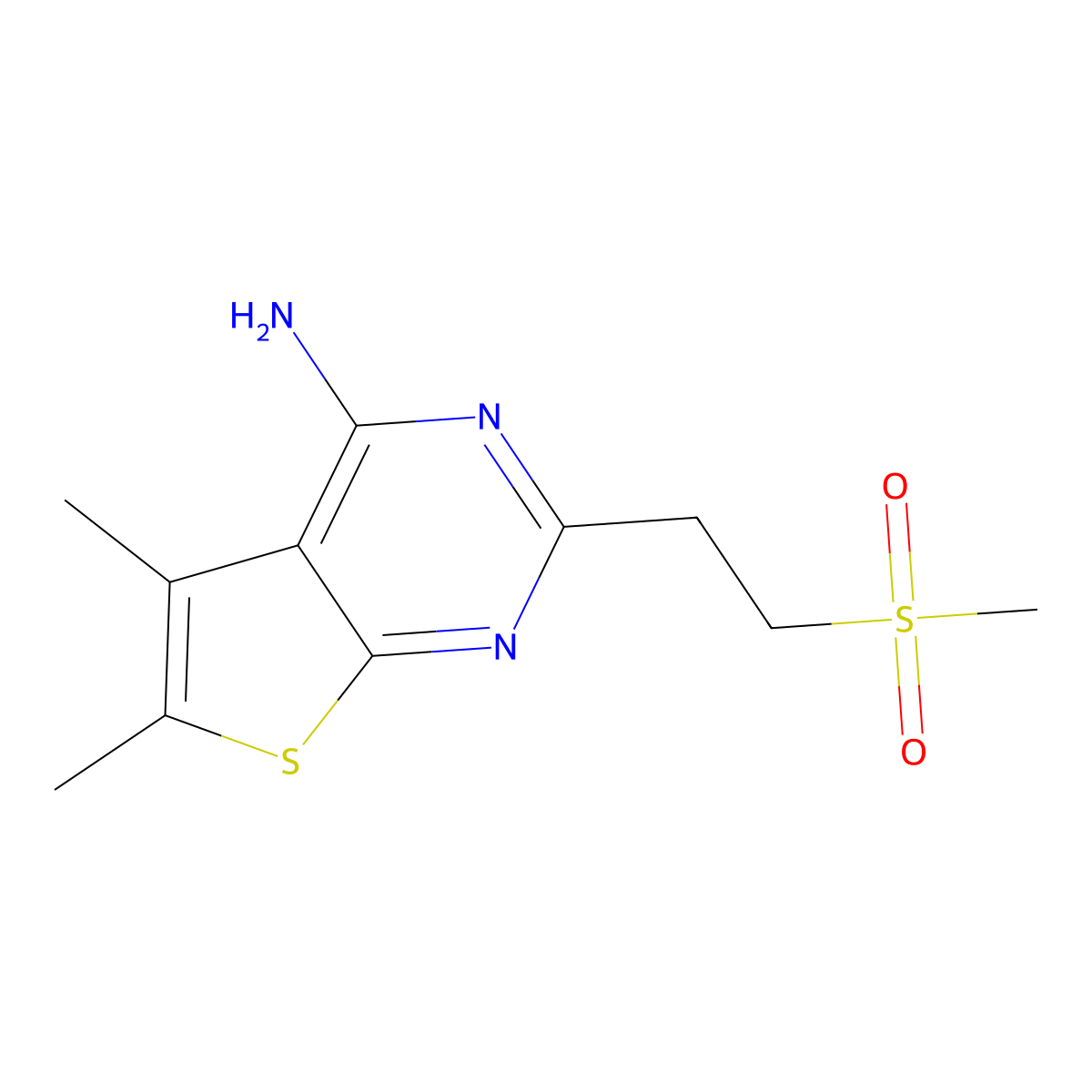 2-(2-Methanesulfonylethyl)-5,6-dimethylthieno[2,3-d]pyrimidin-4-amine molecular structure, CAS 2995286-83-2