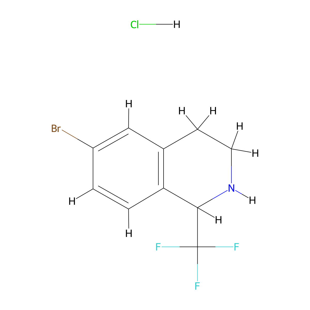 6-Bromo-1-(trifluoromethyl)-1,2,3,4-tetrahydroisoquinoline hydrochloride molecular structure, CAS 2995286-85-4