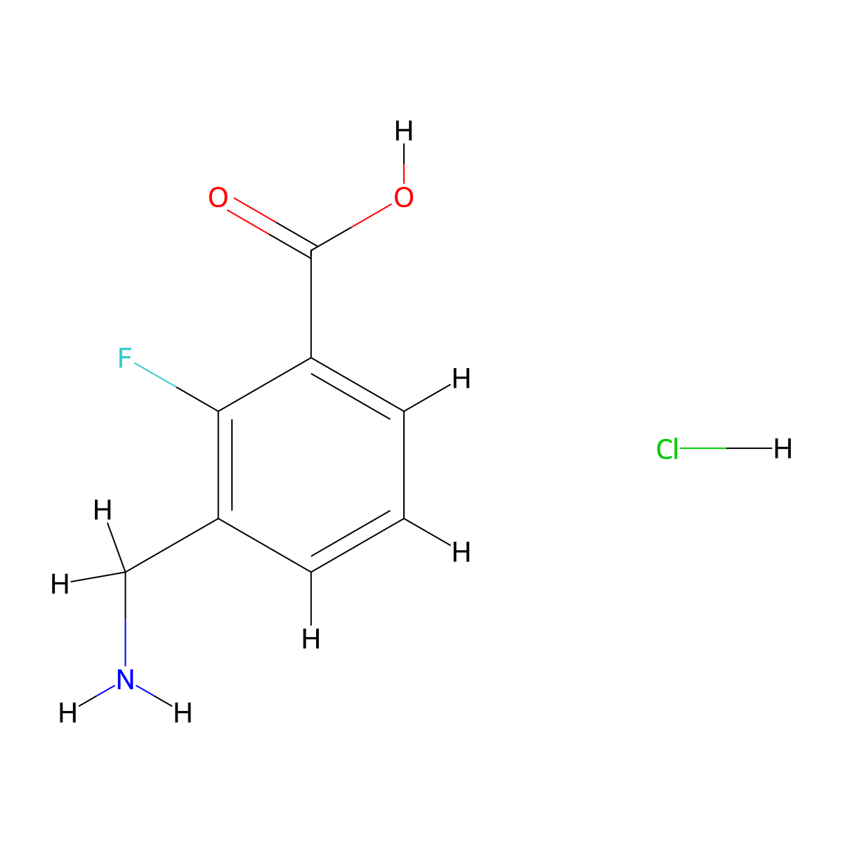 3-(Aminomethyl)-2-fluorobenzoic acid hydrochloride molecular structure, CAS 2995286-92-3