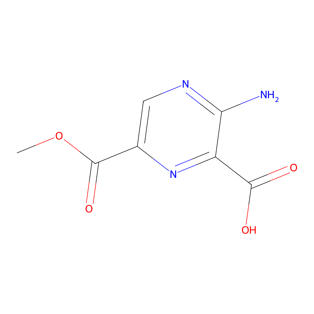3-Amino-6-(methoxycarbonyl)pyrazine-2-carboxylic acid molecular structure, CAS 2995286-96-7