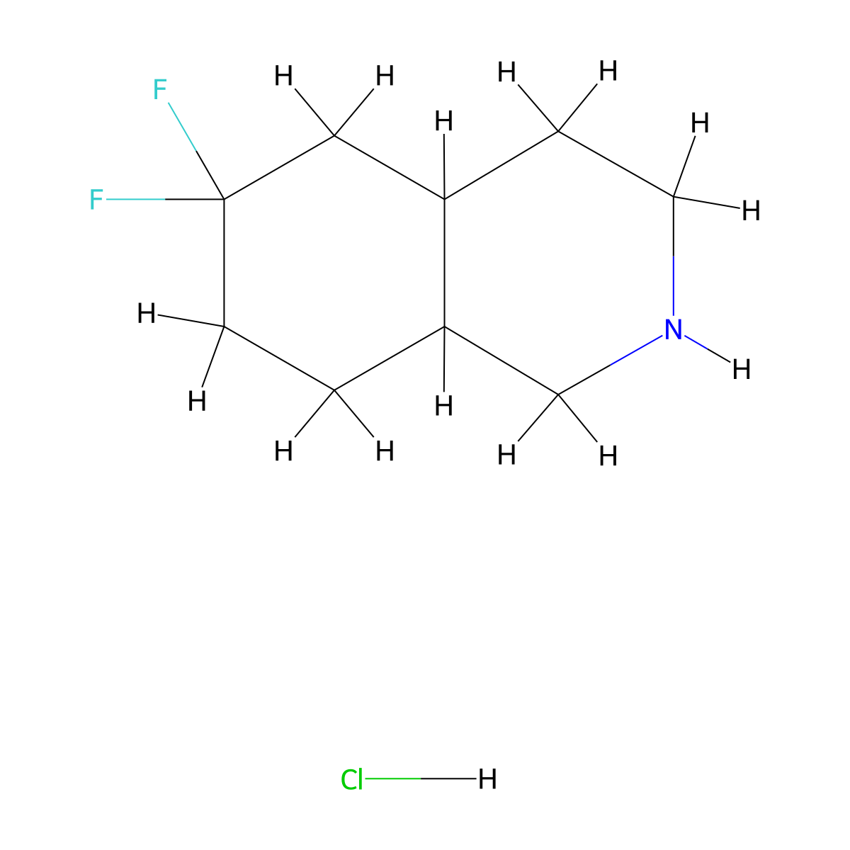 6,6-Difluoro-decahydroisoquinoline hydrochloride molecular structure, CAS 2995287-06-2