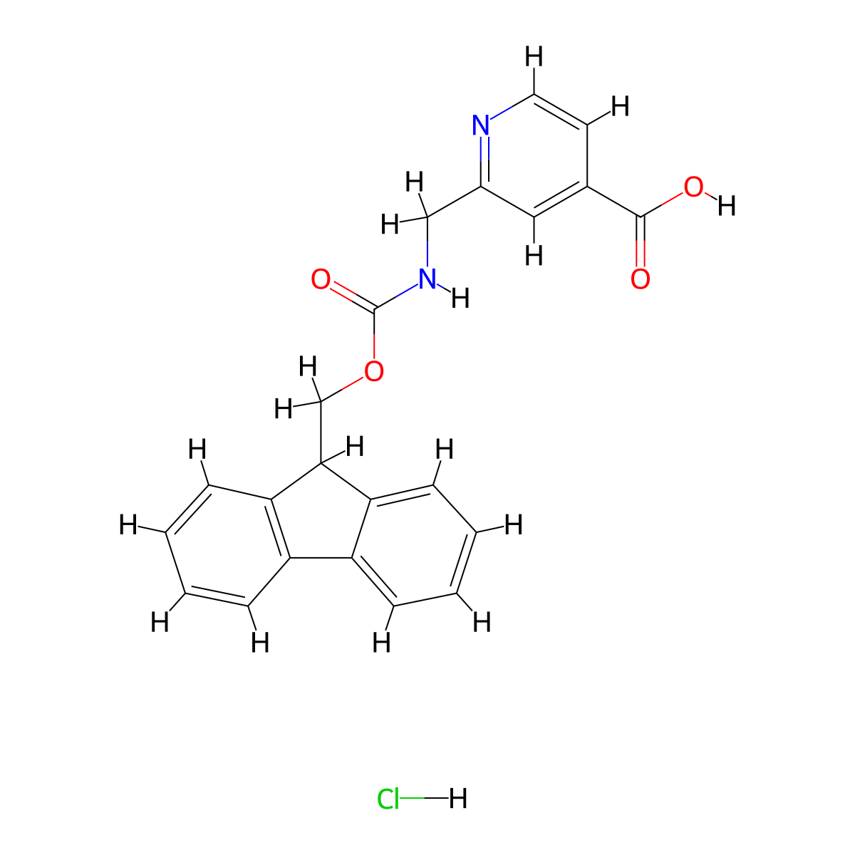 2-[({[(9H-fluoren-9-yl)methoxy]carbonyl}amino)methyl]pyridine-4-carboxylic acid hydrochloride molecular structure, CAS 2995287-15-3