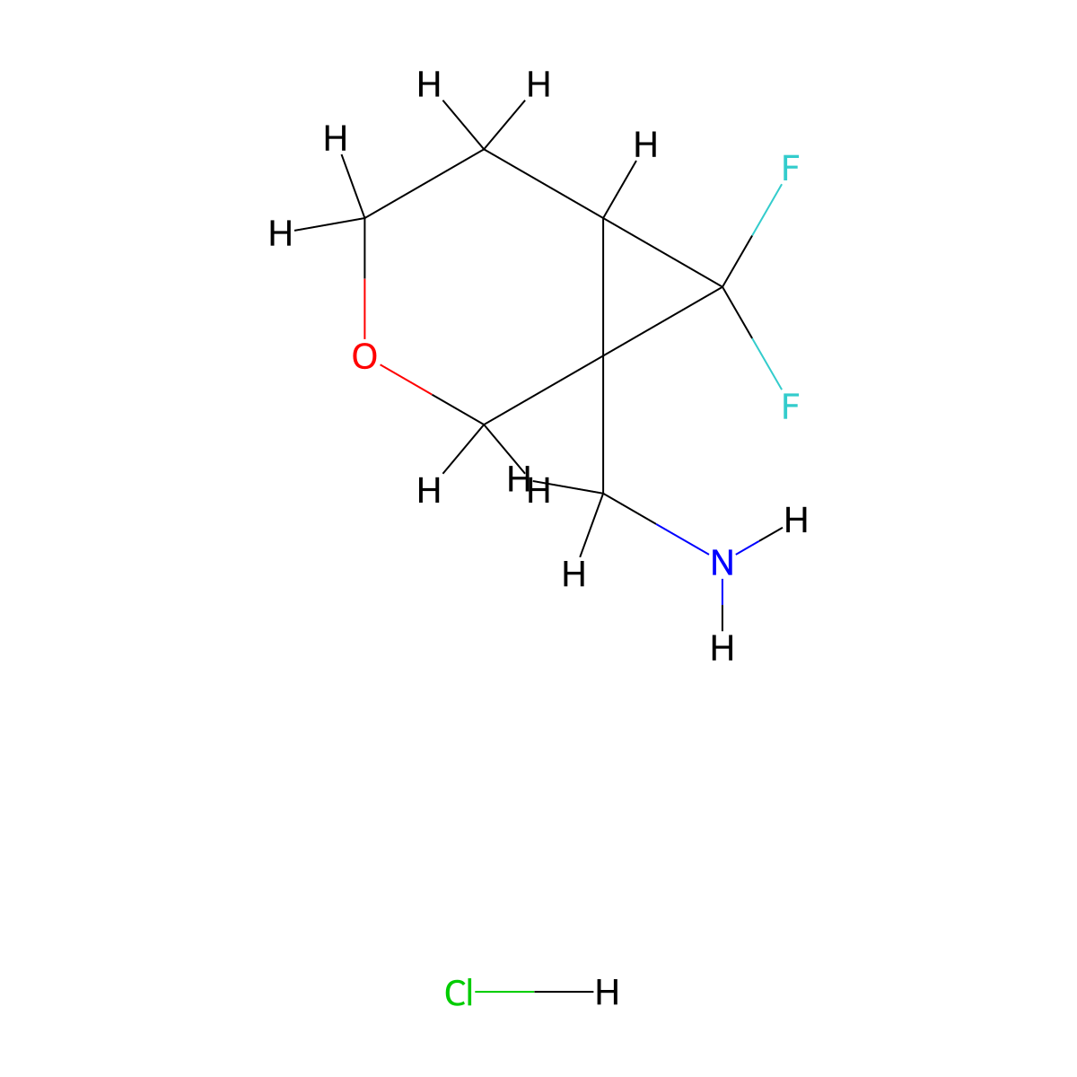 1-{7,7-Difluoro-3-oxabicyclo[4.1.0]heptan-1-yl}methanamine hydrochloride molecular structure, CAS 2995287-16-4