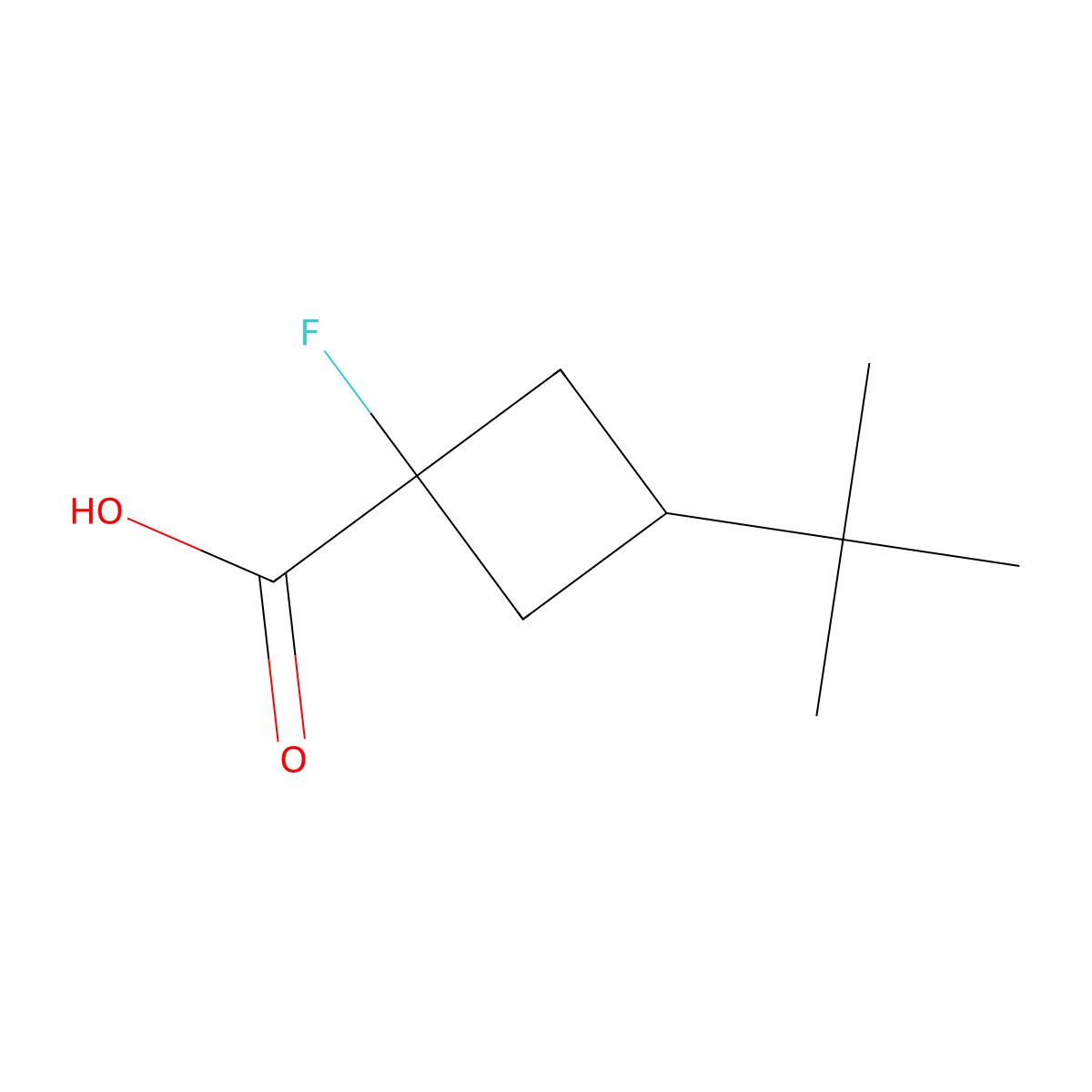 3-Tert-butyl-1-fluorocyclobutane-1-carboxylic acid molecular structure, CAS 2995287-22-2