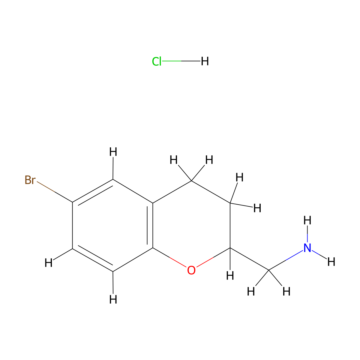 1-(6-bromo-3,4-dihydro-2H-1-benzopyran-2-yl)methanamine hydrochloride molecular structure, CAS 2995287-24-4