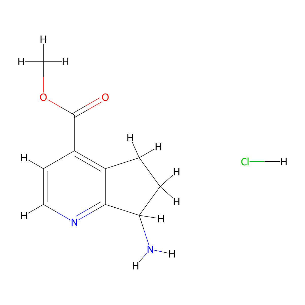 methyl 7-amino-5H,6H,7H-cyclopenta[b]pyridine-4-carboxylate hydrochloride molecular structure, CAS 2995287-34-6