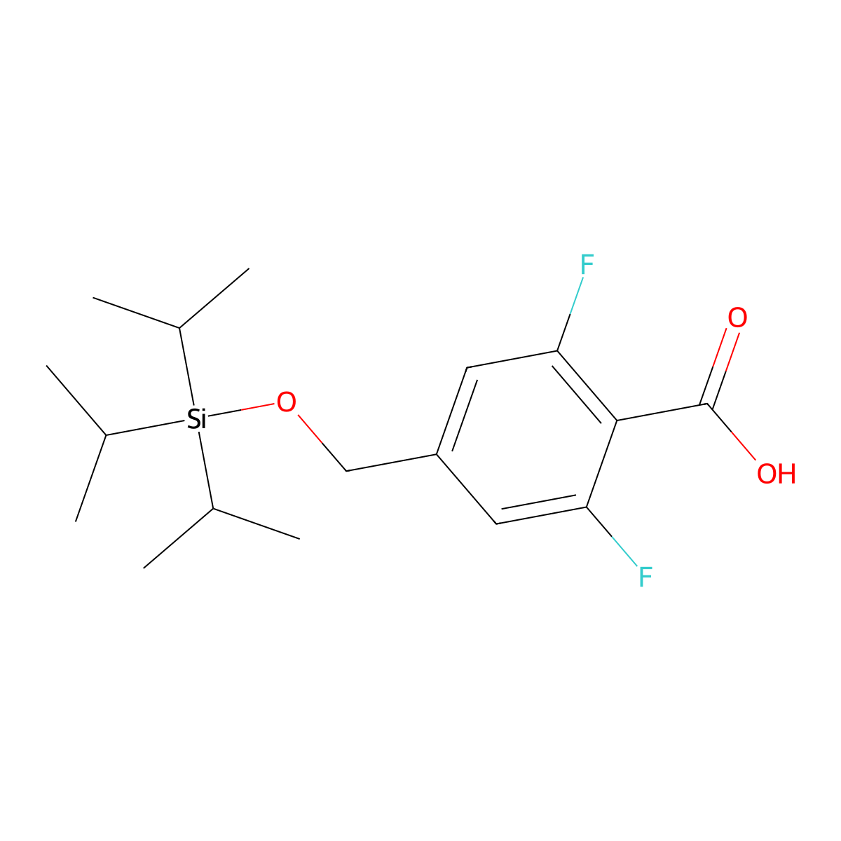 2,6-Difluoro-4-({[tris(propan-2-yl)silyl]oxy}methyl)benzoic acid molecular structure, CAS 2995287-46-0