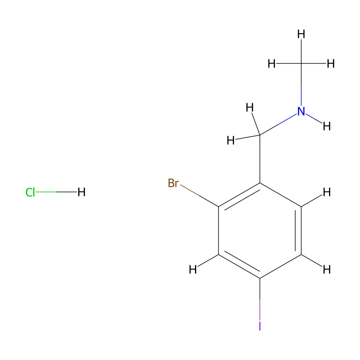 [(2-Bromo-4-iodophenyl)methyl](methyl)amine hydrochloride molecular structure, CAS 2995287-49-3