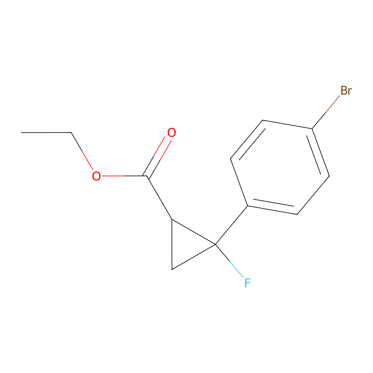 Ethyl 2-(4-bromophenyl)-2-fluorocyclopropane-1-carboxylate molecular structure, CAS 2995287-51-7