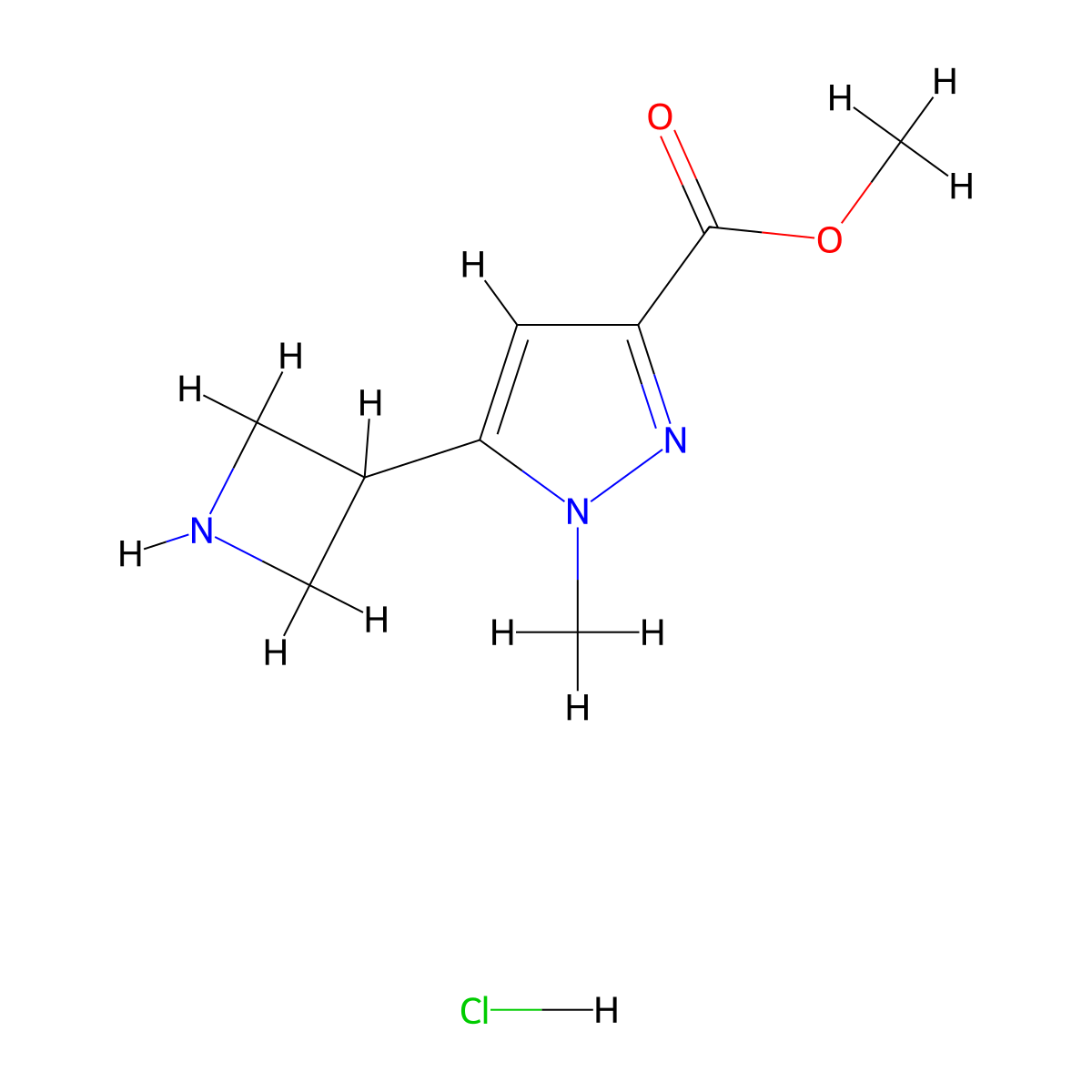 Methyl 5-(azetidin-3-yl)-1-methylpyrazole-3-carboxylate;hydrochloride molecular structure, CAS 2995287-67-5