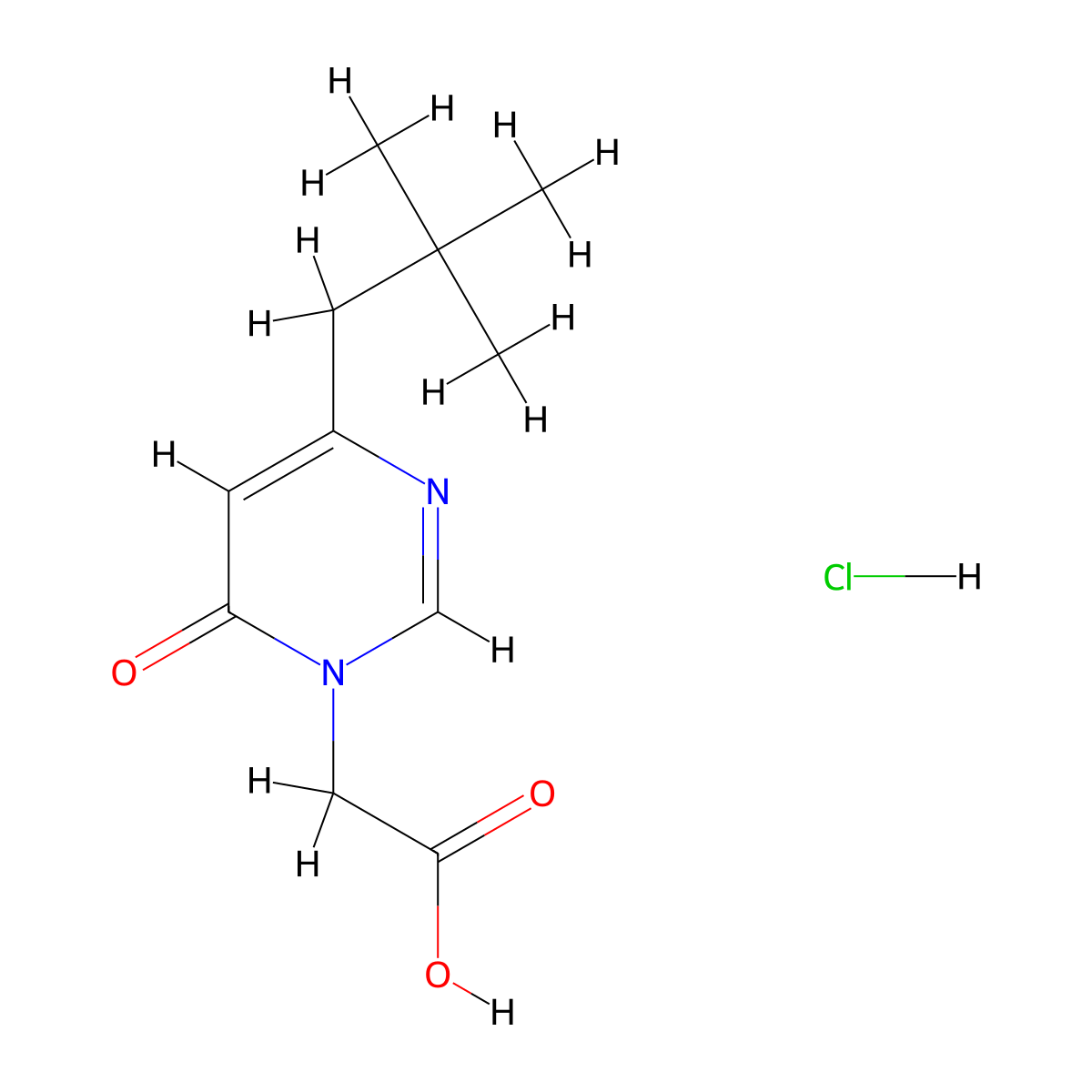 2-[4-(2,2-Dimethylpropyl)-6-oxo-1,6-dihydropyrimidin-1-yl]acetic acid hydrochloride molecular structure, CAS 2995287-90-4