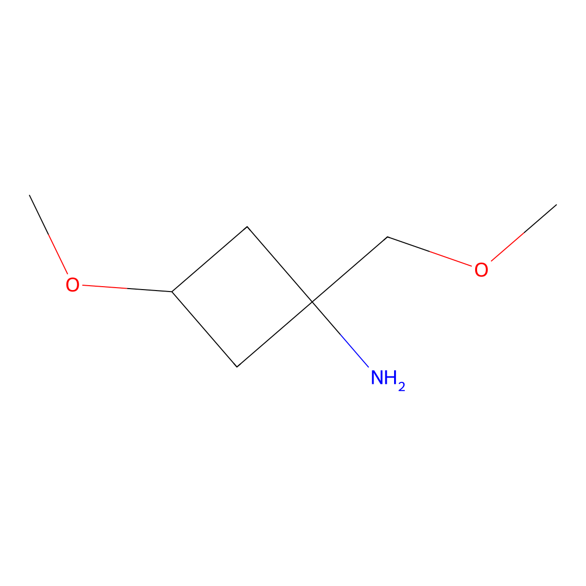 3-Methoxy-1-(methoxymethyl)cyclobutan-1-amine molecular structure, CAS 2995287-92-6