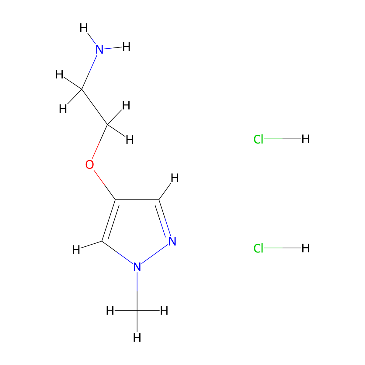 2-[(1-methyl-1H-pyrazol-4-yl)oxy]ethan-1-amine dihydrochloride molecular structure, CAS 2995287-96-0