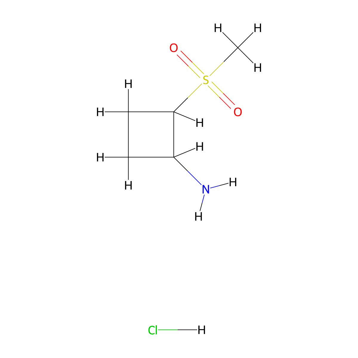 2-Methanesulfonylcyclobutan-1-amine hydrochloride molecular structure, CAS 2995288-03-2
