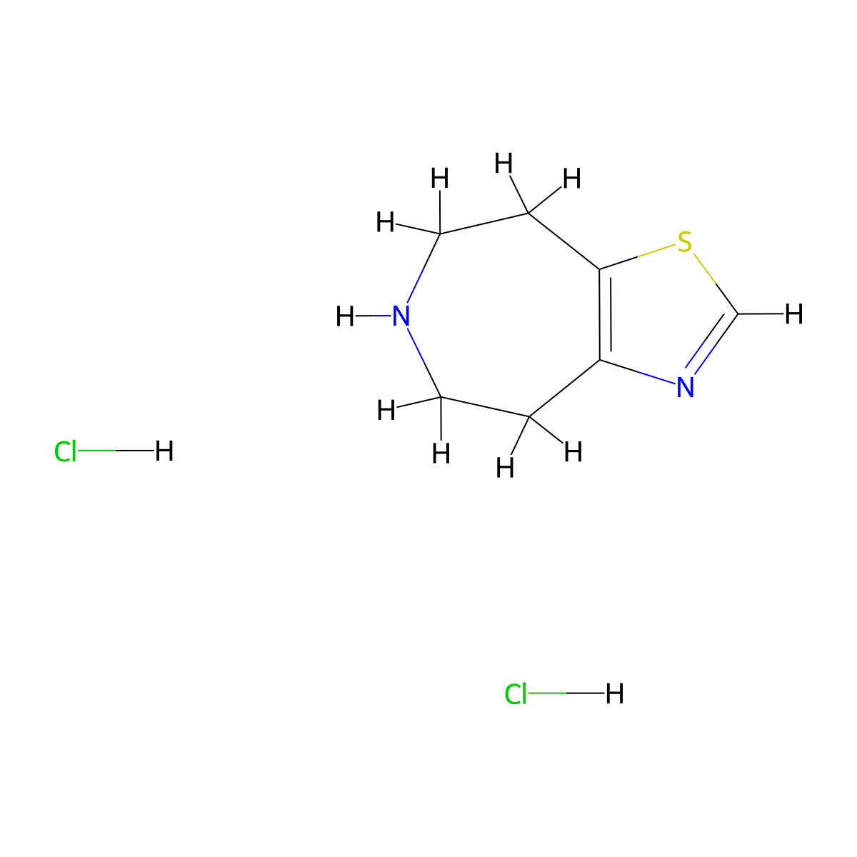 4H,5H,6H,7H,8H-(1,3)thiazolo(4,5-d)azepine dihydrochloride molecular structure, CAS 2995288-20-3