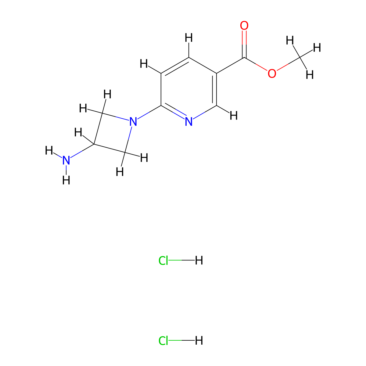 Methyl 6-(3-aminoazetidin-1-yl)pyridine-3-carboxylate dihydrochloride molecular structure, CAS 2995288-24-7