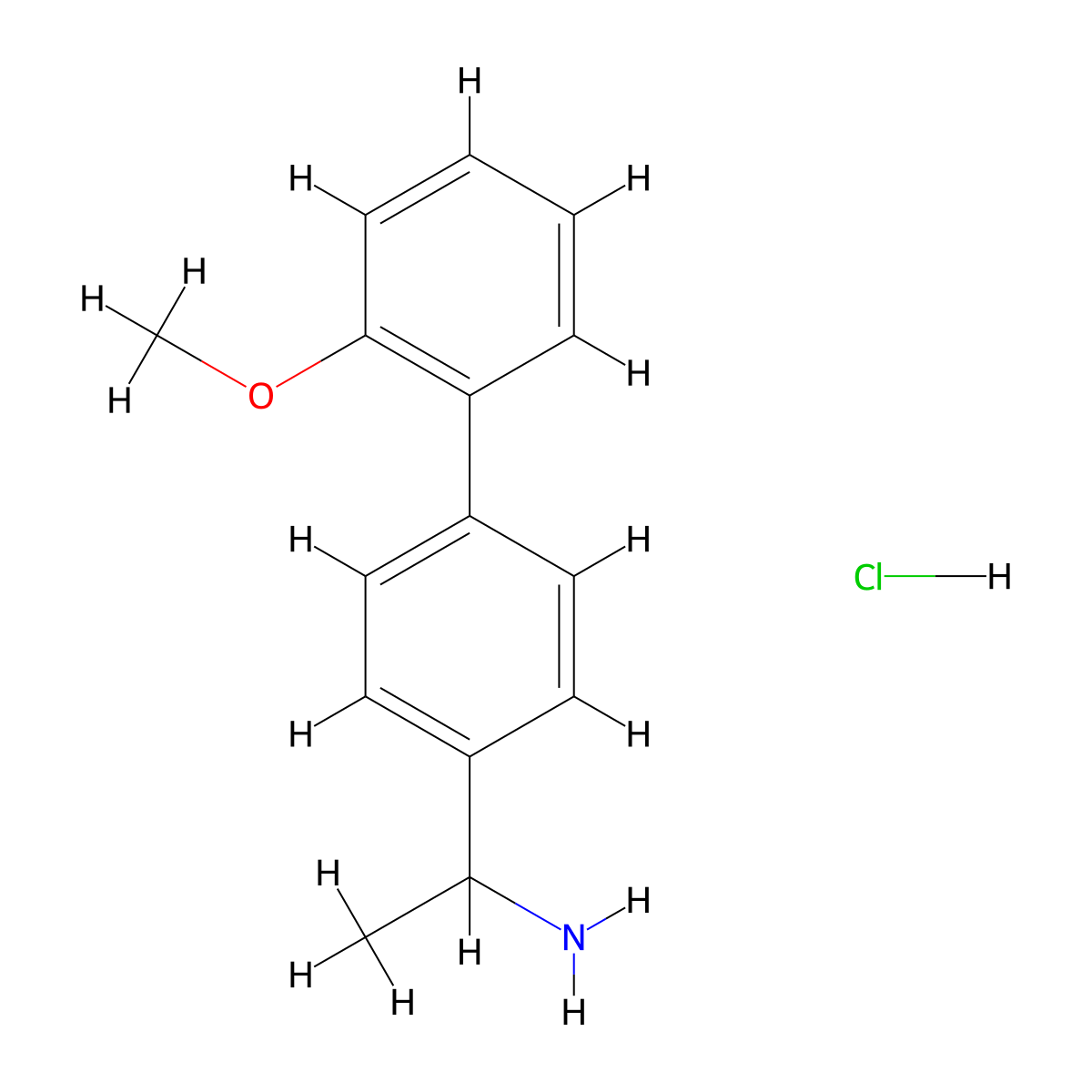 1-{2'-Methoxy-[1,1'-biphenyl]-4-yl}ethan-1-amine hydrochloride molecular structure, CAS 2995288-25-8