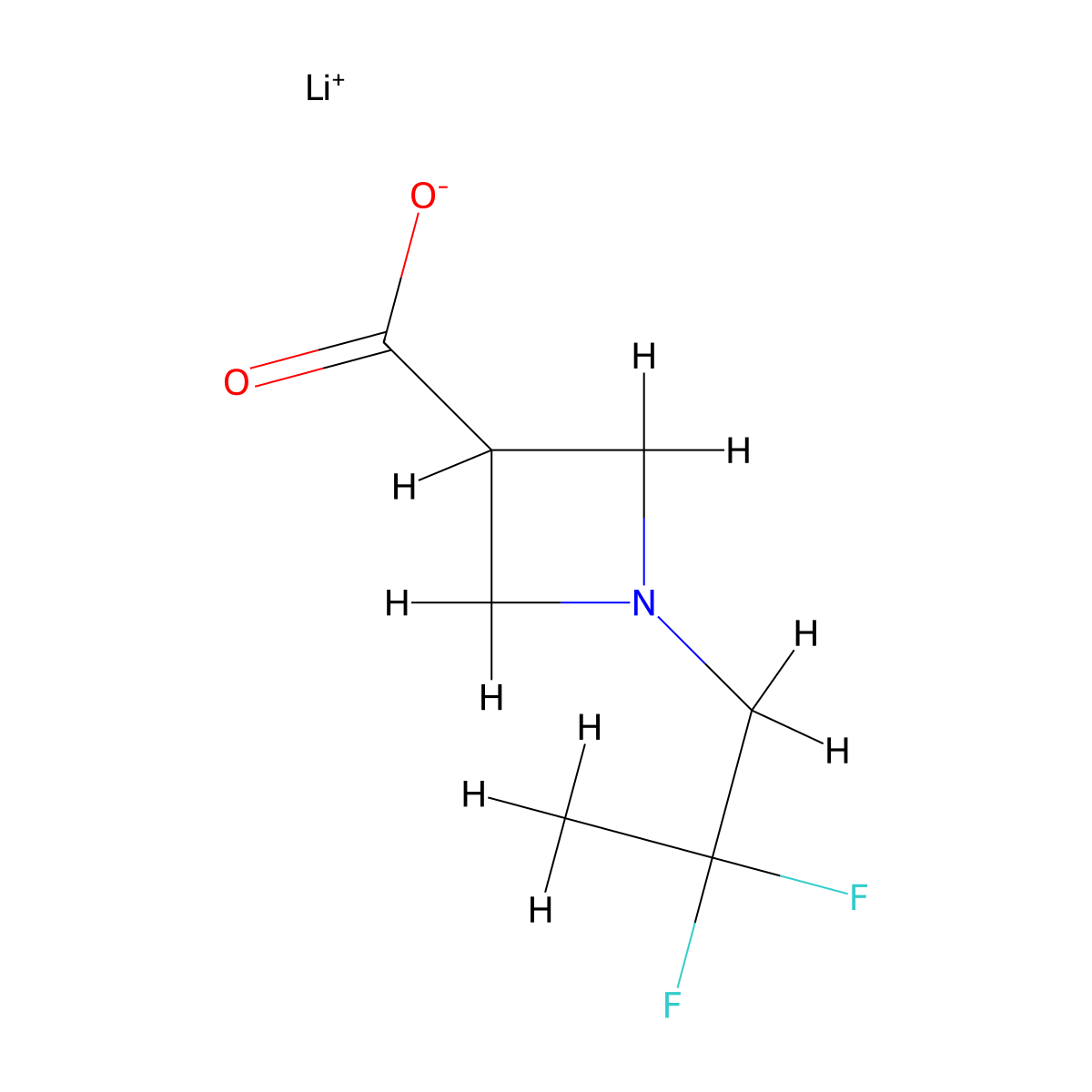 Lithium 1-(2,2-difluoropropyl)azetidine-3-carboxylate molecular structure, CAS 2995288-47-4