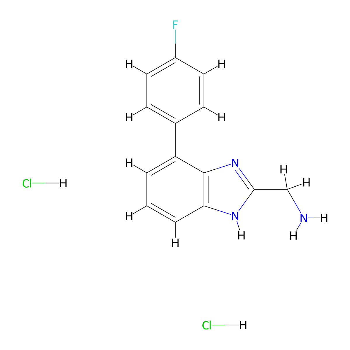 [4-(4-fluorophenyl)-1H-benzimidazol-2-yl]methanamine;dihydrochloride molecular structure, CAS 2995288-54-3